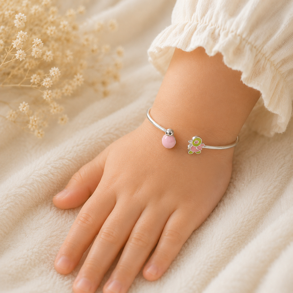 Precious Doll Charm Silver Baby Bangles