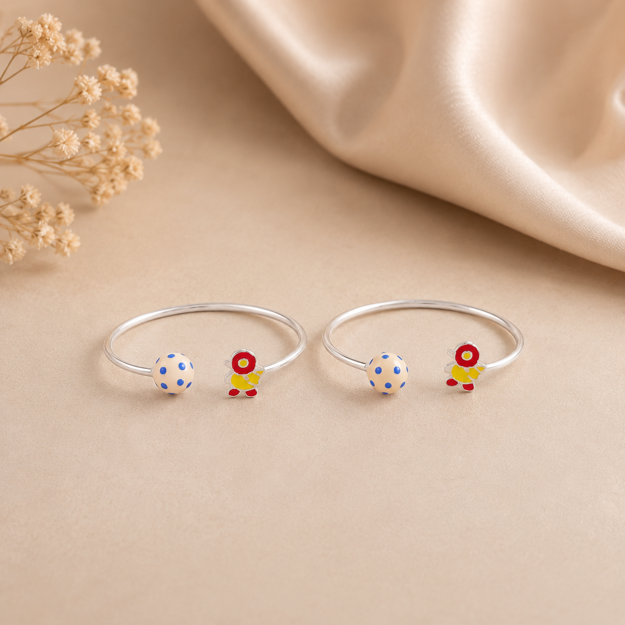 Joyful Doll Silver Baby Bangles