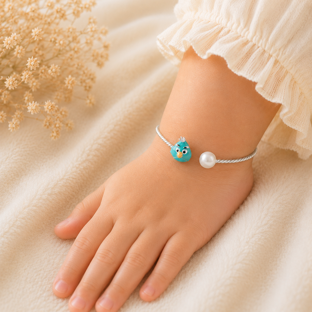 Blue Joy Silver Baby Bangles