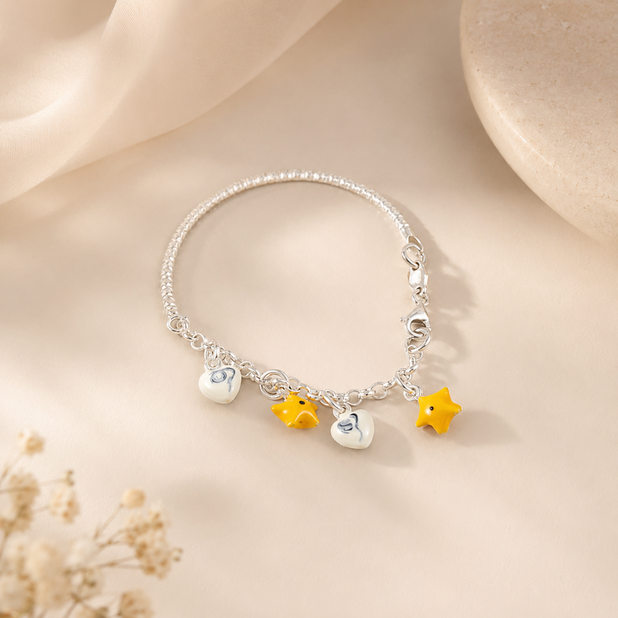 Dreamy Star Charm Silver Bracelet For Kids