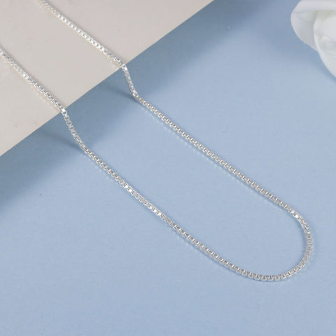 Viren Minimal Box Style Silver Chain  For Him