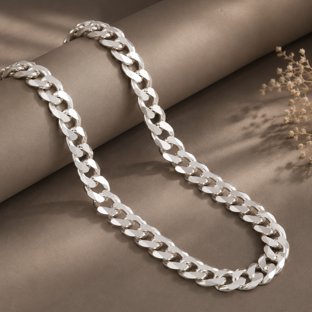 Parth Luxury Curb Silver Chain For Him