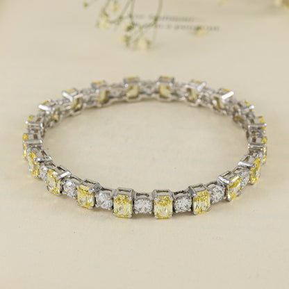 Zarina Yellow and White Silver Bangle with Swarovski Zirconia