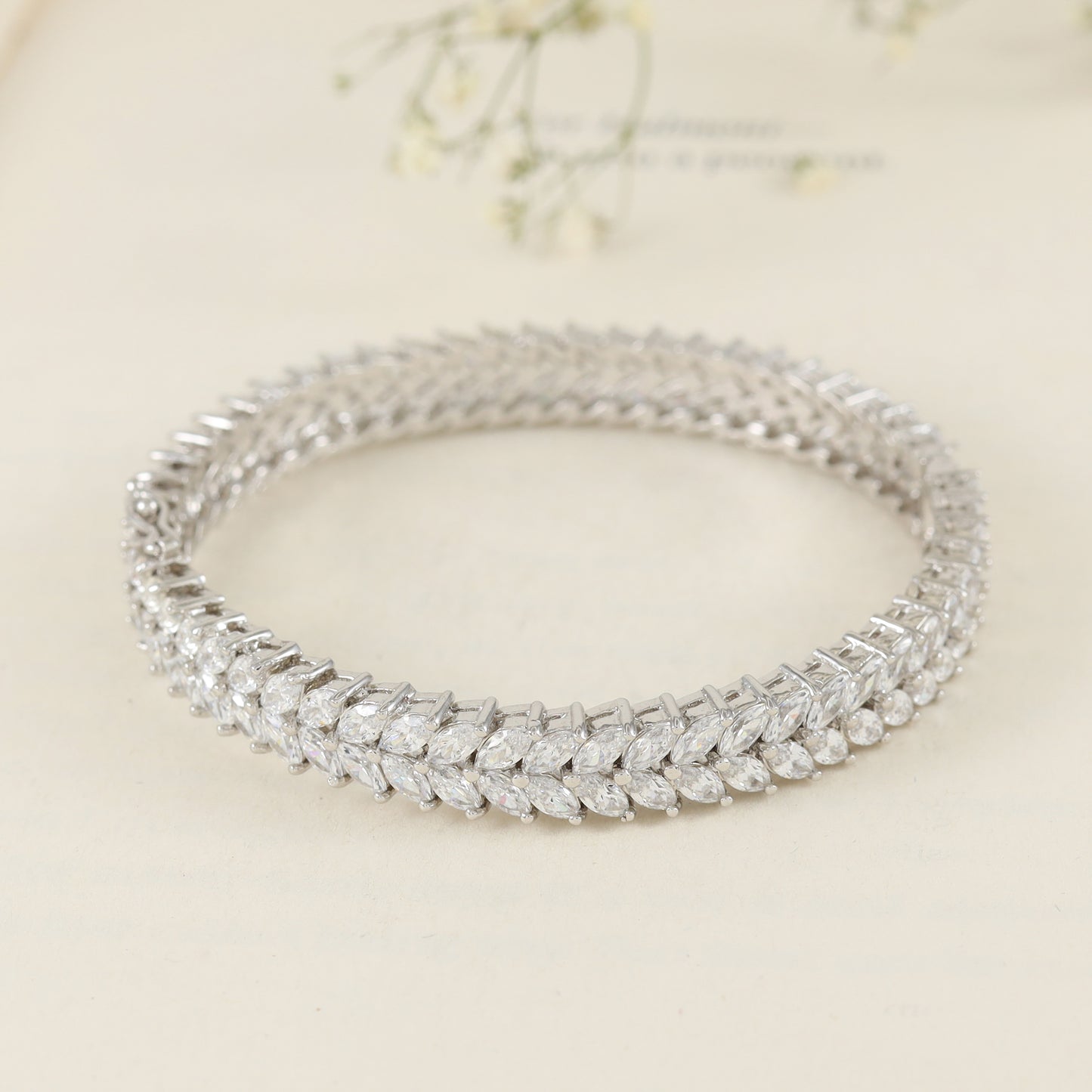 Pravika Regal Swarovski Zirconia Silver Bangle