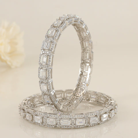 Malvika Silver Bangles with Swarovski Zirconia