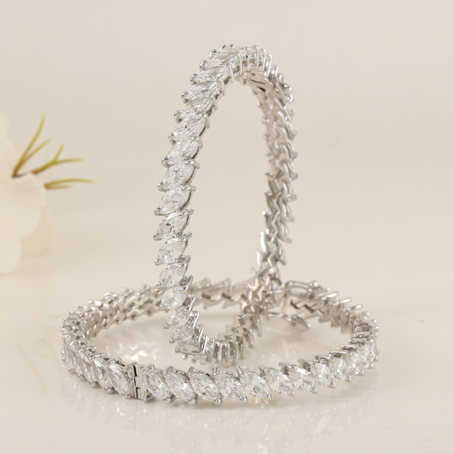 Zainab Silver Bangles with Swarovski Zirconia