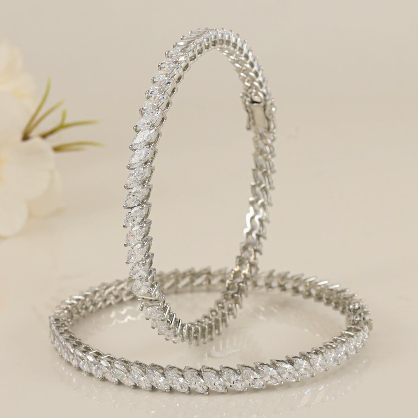 Purvi Silver Bangles with Swarovski Zirconia