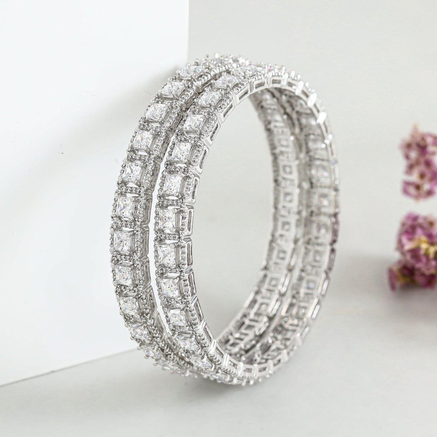 Kashish Royal Swarovski Zirconia Silver Bangles