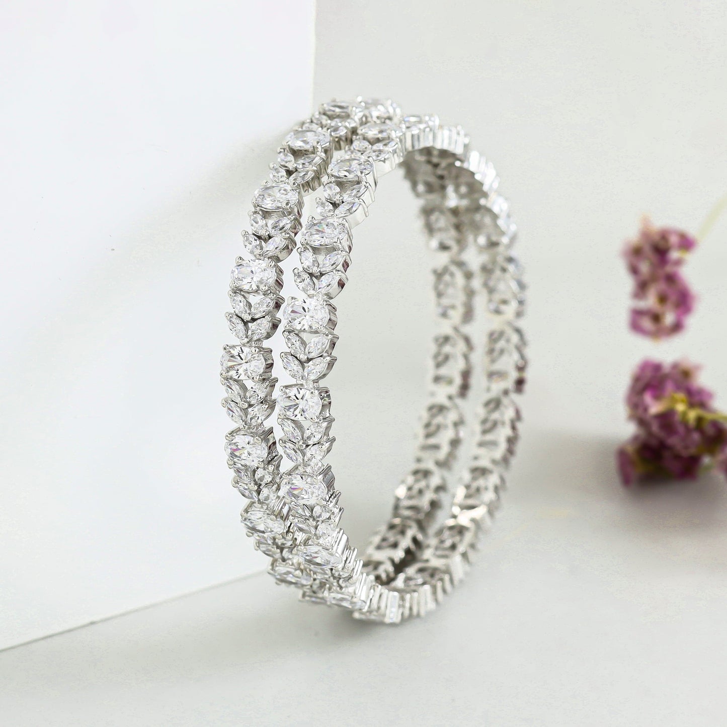 Diana Ethereal Swarovski Zirconia Silver Bangles