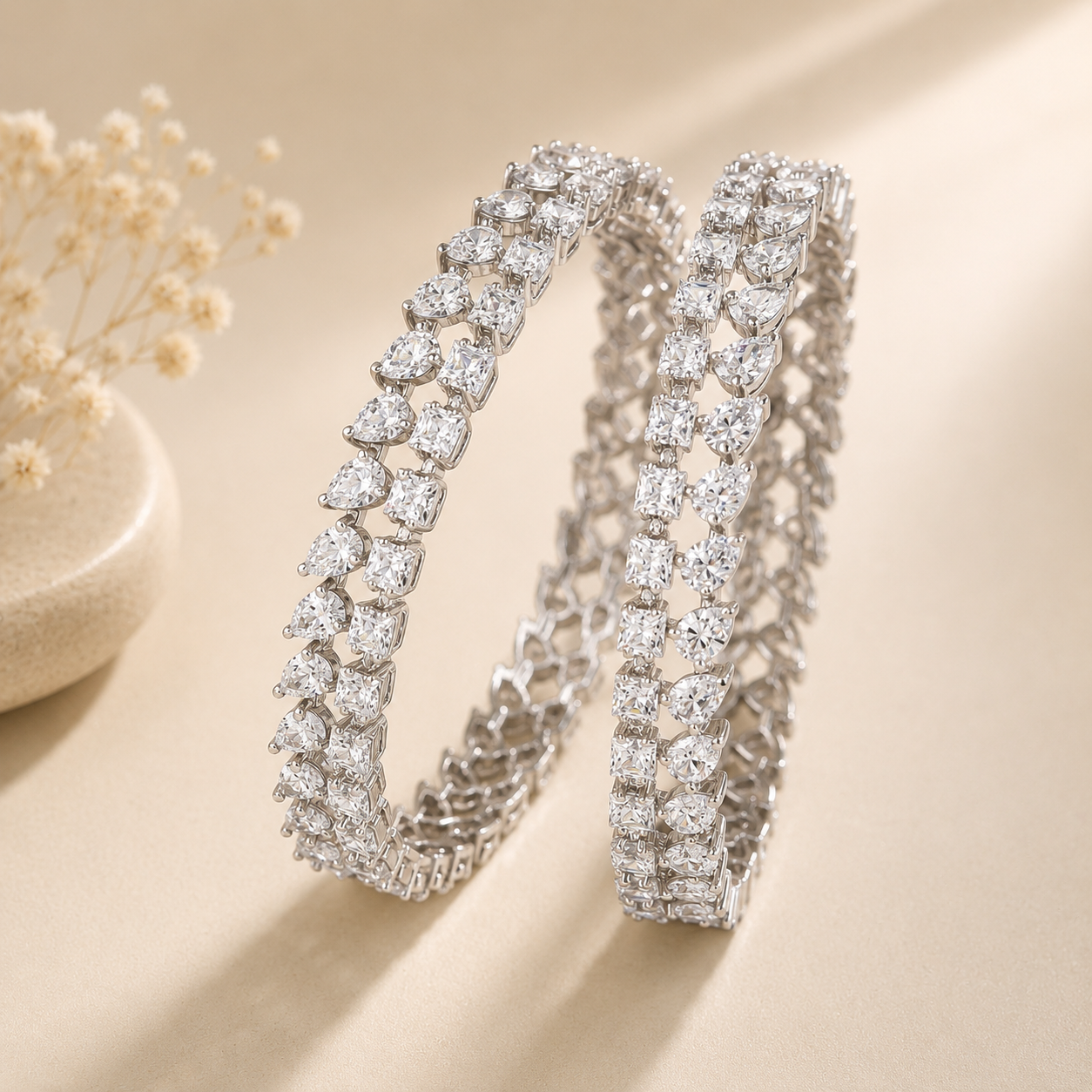 Raima Gleaming Silver Bangles