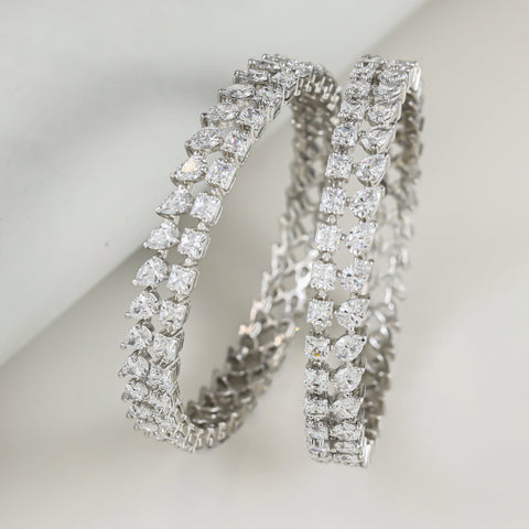 Raima Gleaming Swarovski Zirconia Silver Bangles