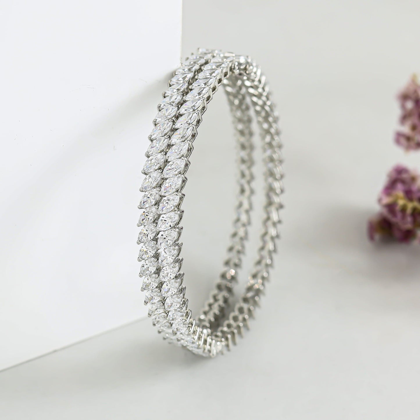 Kavina Divine Swarovski Zirconia Silver Bangles