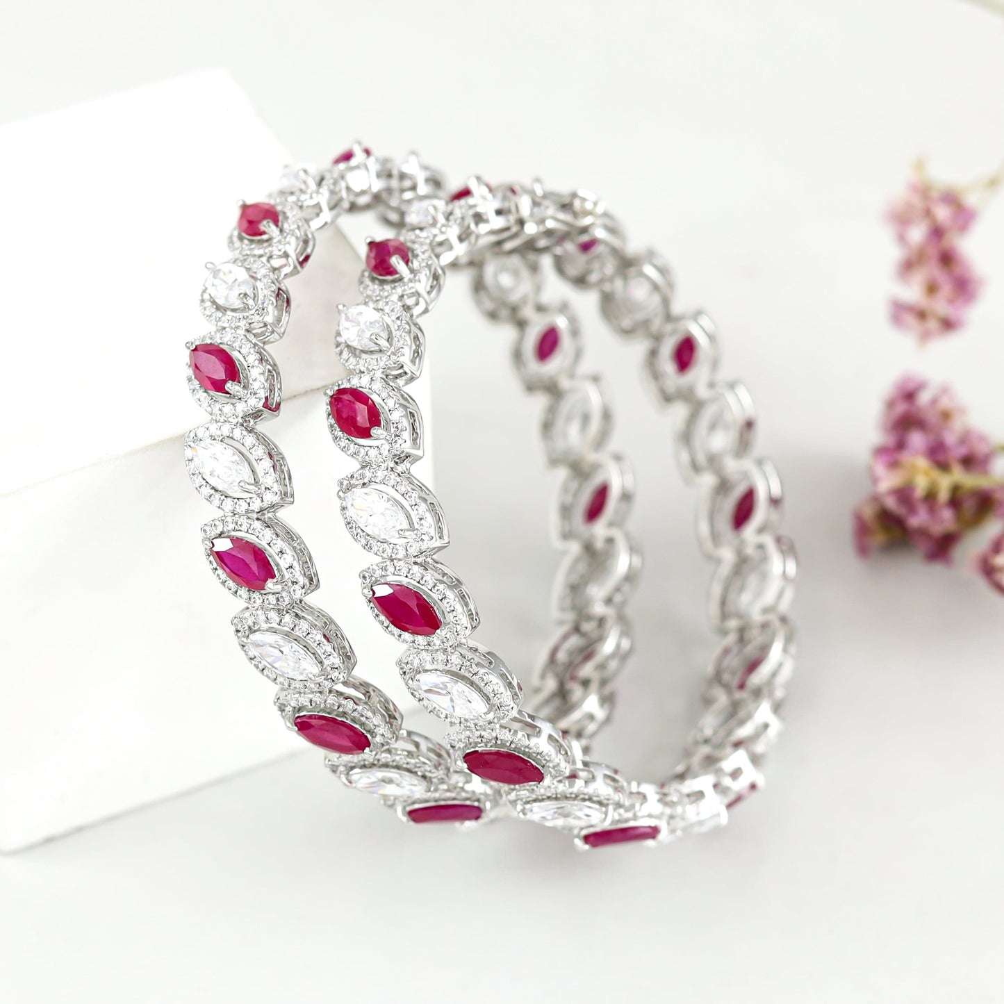 Gianna Alluring Swarovski Zirconia Silver Bangles