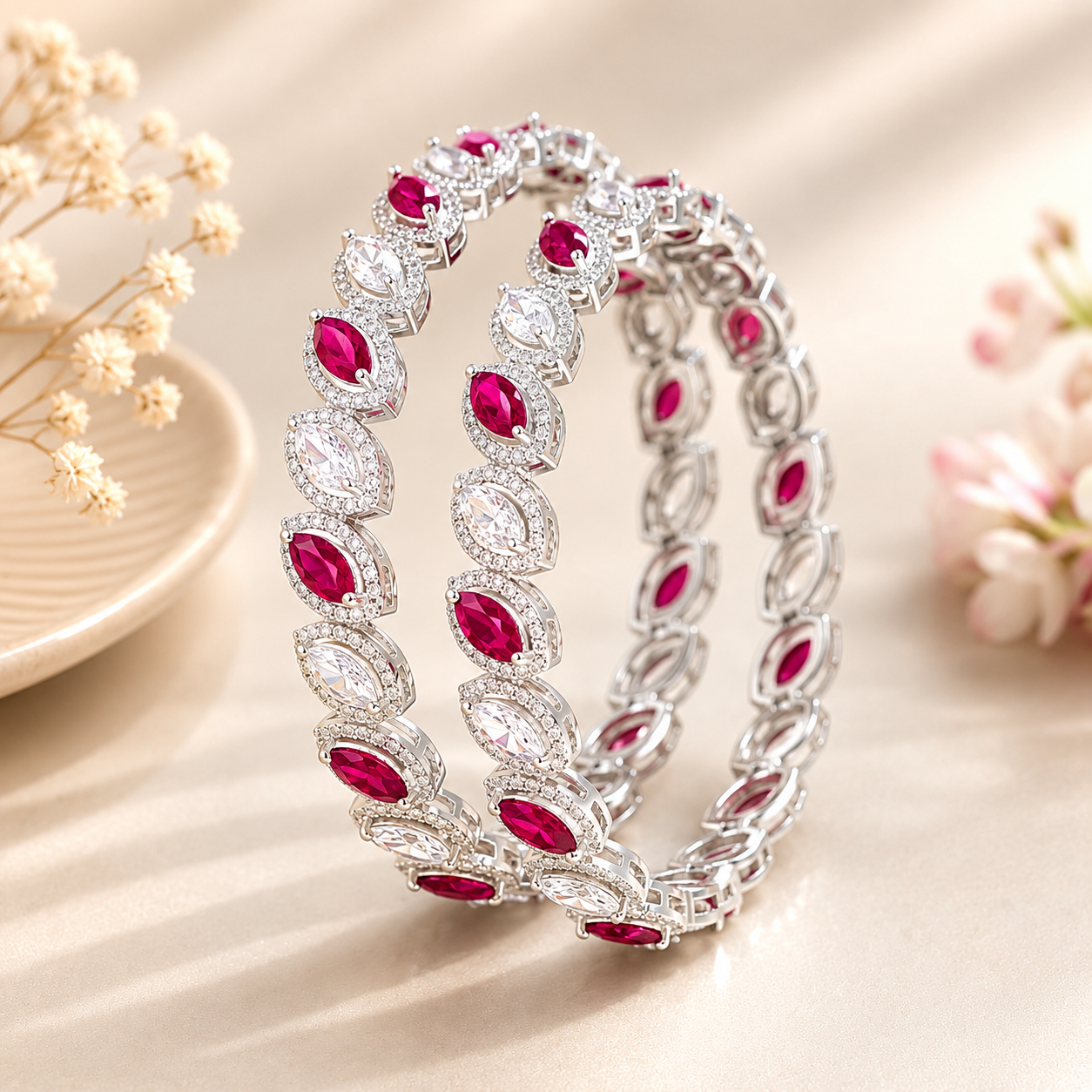 Jiya Gianna Alluring Silver Bangles