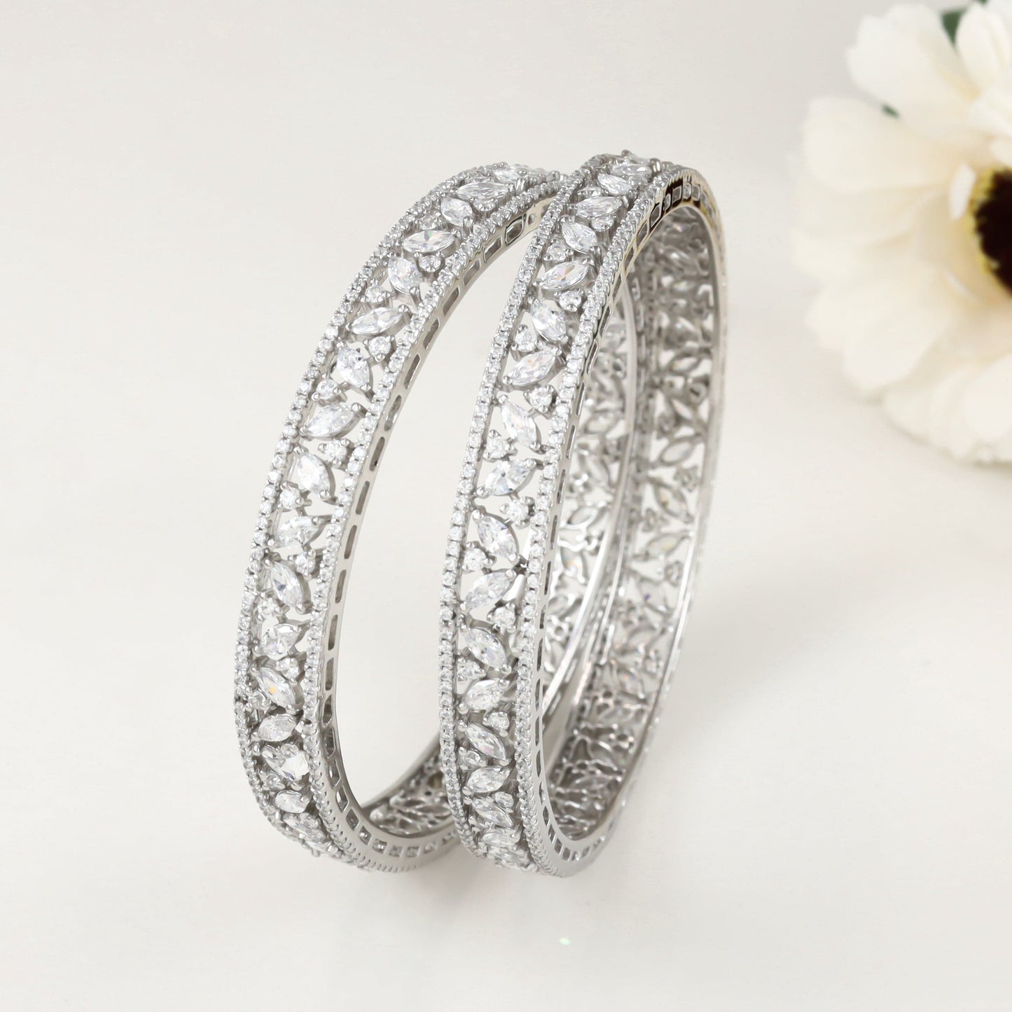 Priya Stunning Swarovski Zirconia Silver Bangles