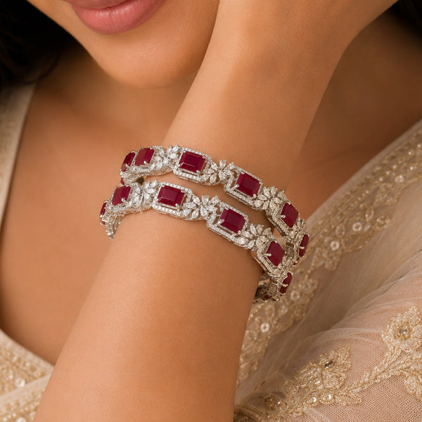 Ishani Queenly Silver Bangles