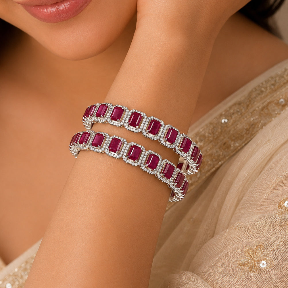 Alvina Precious Silver Bangles