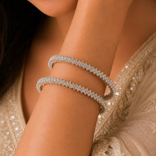 Anna Silver Bangles With Marquise