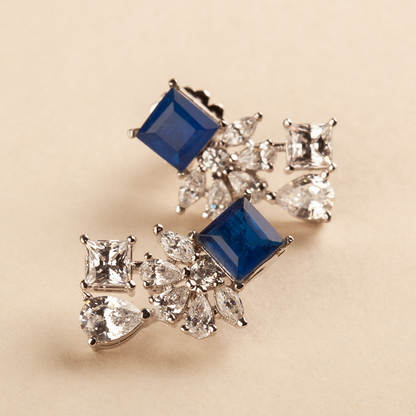 Brezza Blue & White Mix-Shaped Swarovski Zirconia Earrings