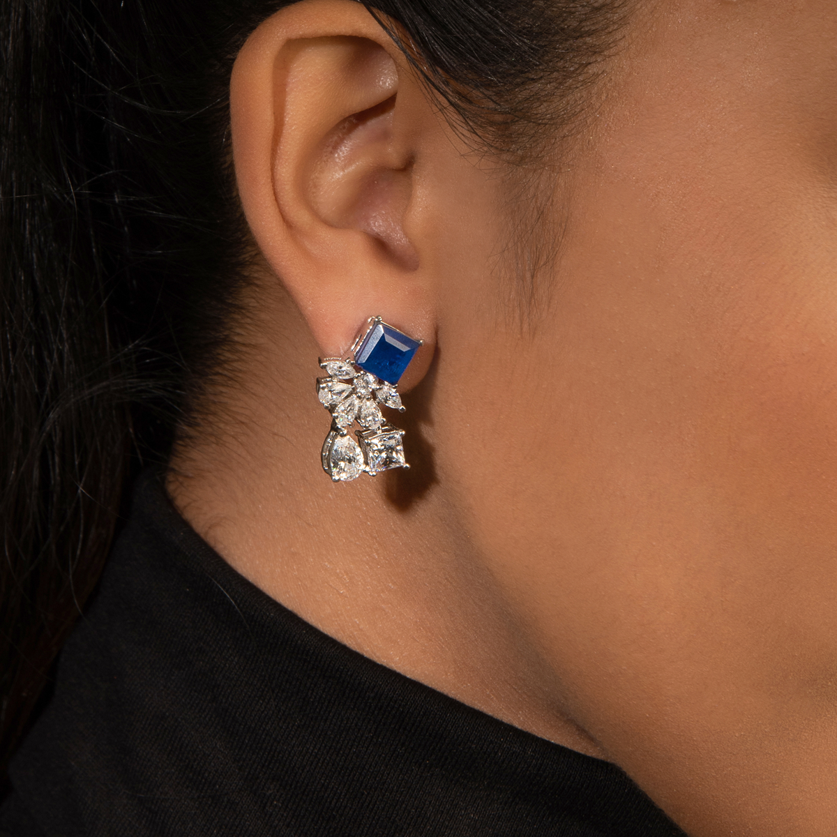 Brezza Blue & White Mix-Shaped Swarovski Zirconia Earrings