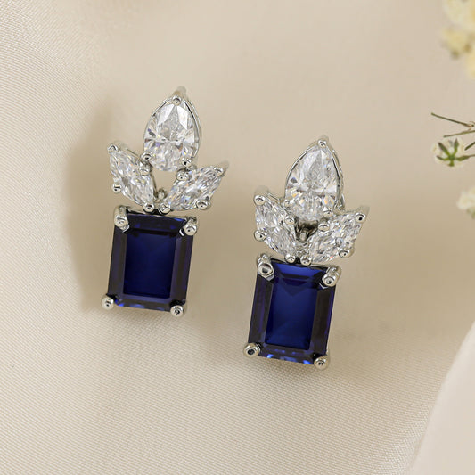 Dazzling Blue & White Silver Swarovski Zirconia Earrings