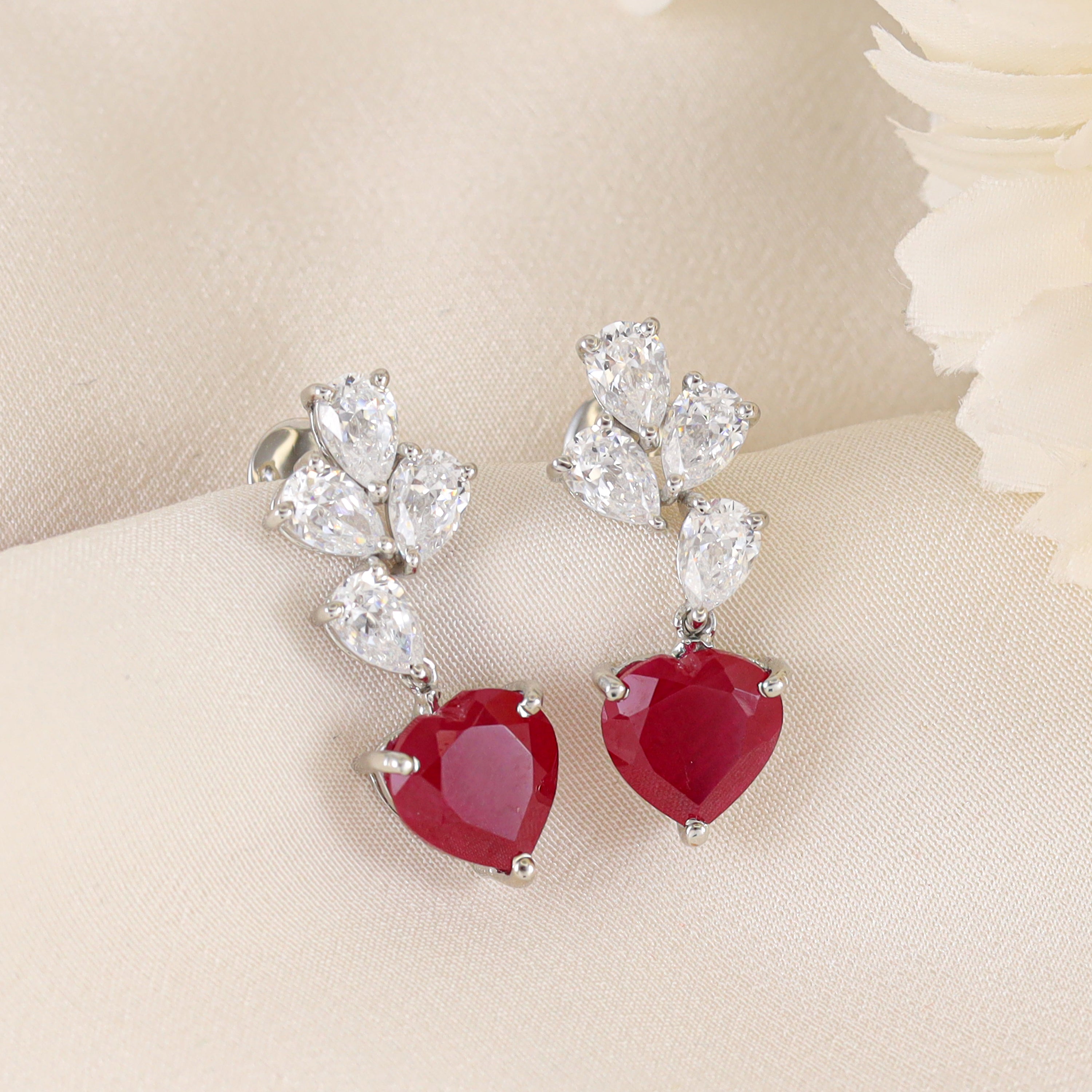 Sensational Red & White Silver Swarovski Zirconia Earrings – PP Jewellers