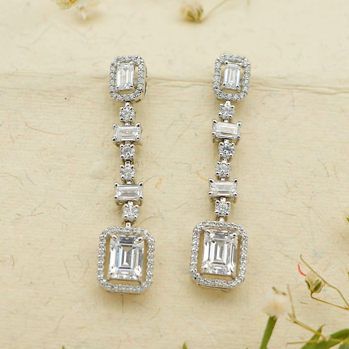 Zaina Classy Silver Swarovski Earrings