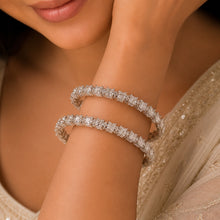 Avanya Silver Bangles With Princess Cut