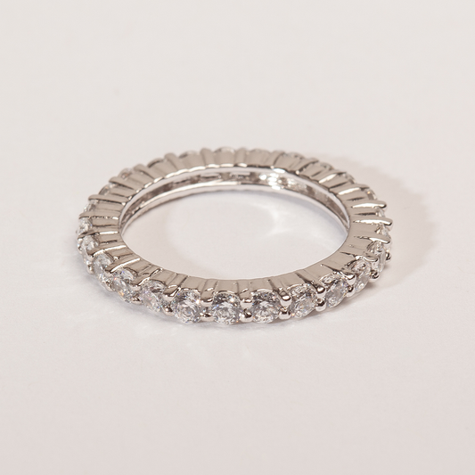 Diana Classy Round Cut Swarovski Silver Ring