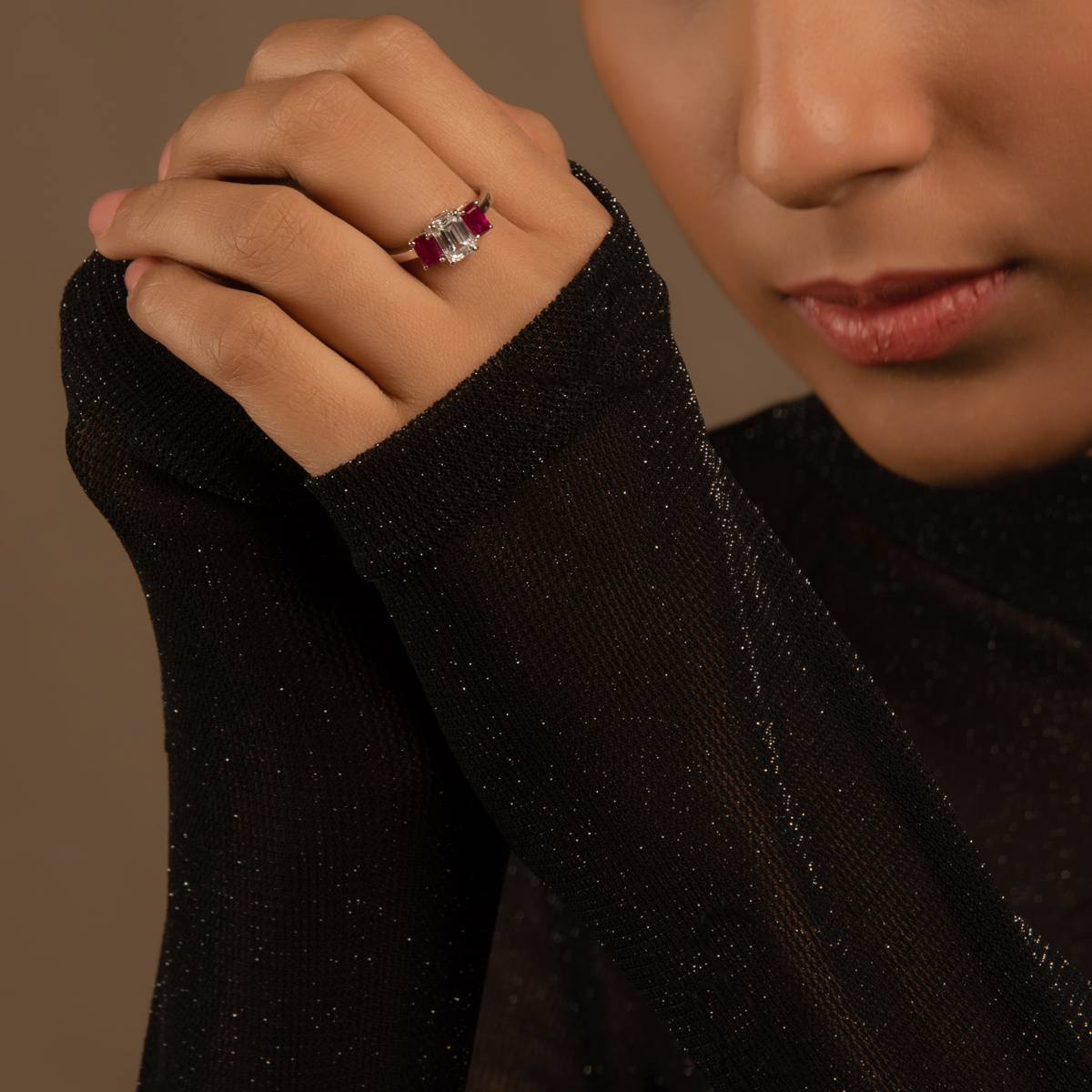 Scarlette Neon Pink Swarovski Silver Ring