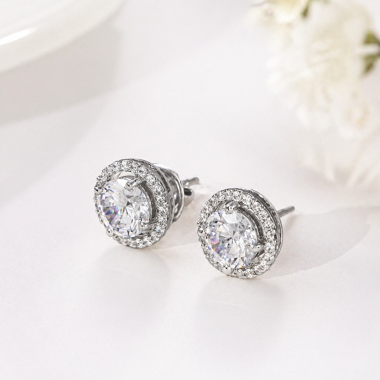 Gunjan Round Halo Stud Earrings