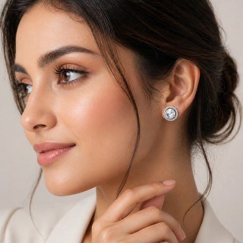 Gunjan Round Halo Stud Earrings