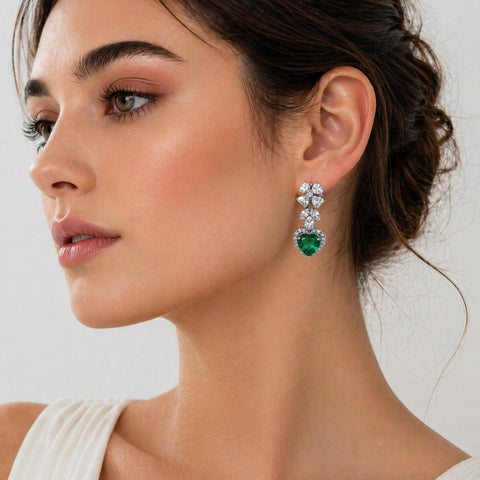 Green Heart Shaped Earrings