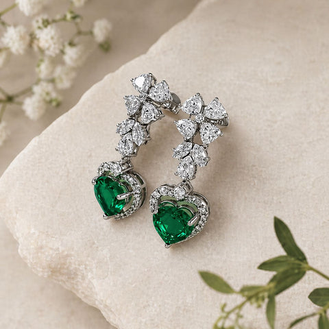 Green Heart Shaped Earrings
