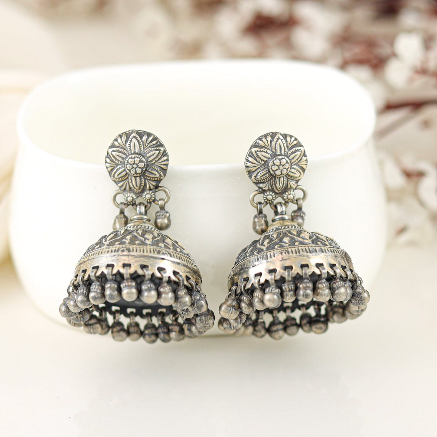 Diya Dazzling Silver Earrings