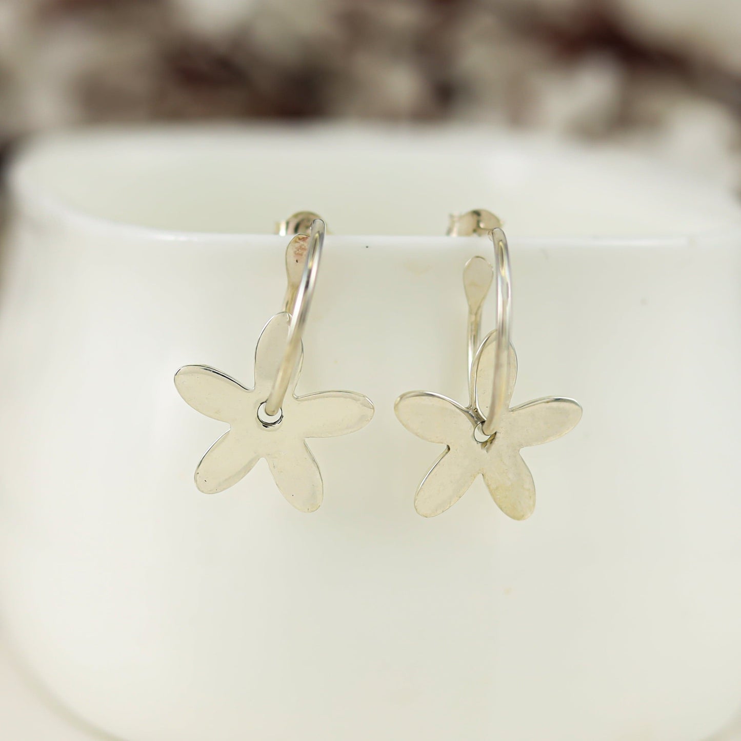 Maniya Floral Silver Earrings