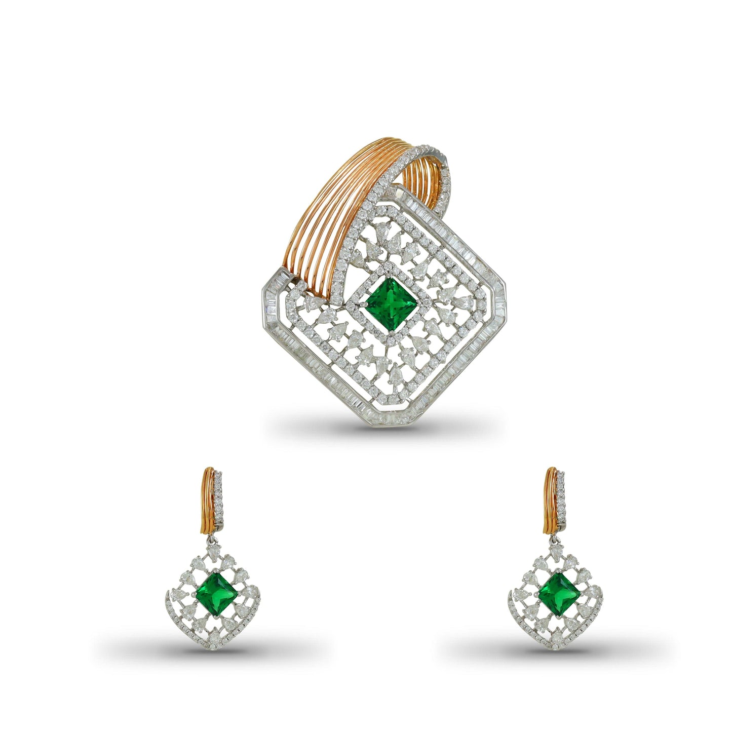 Rupam Pretty Diamond Pendant Earrings Set