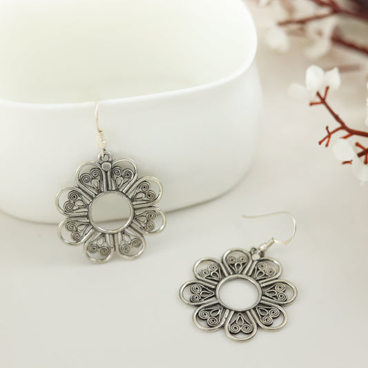 Aarna Floral Silver Earrings