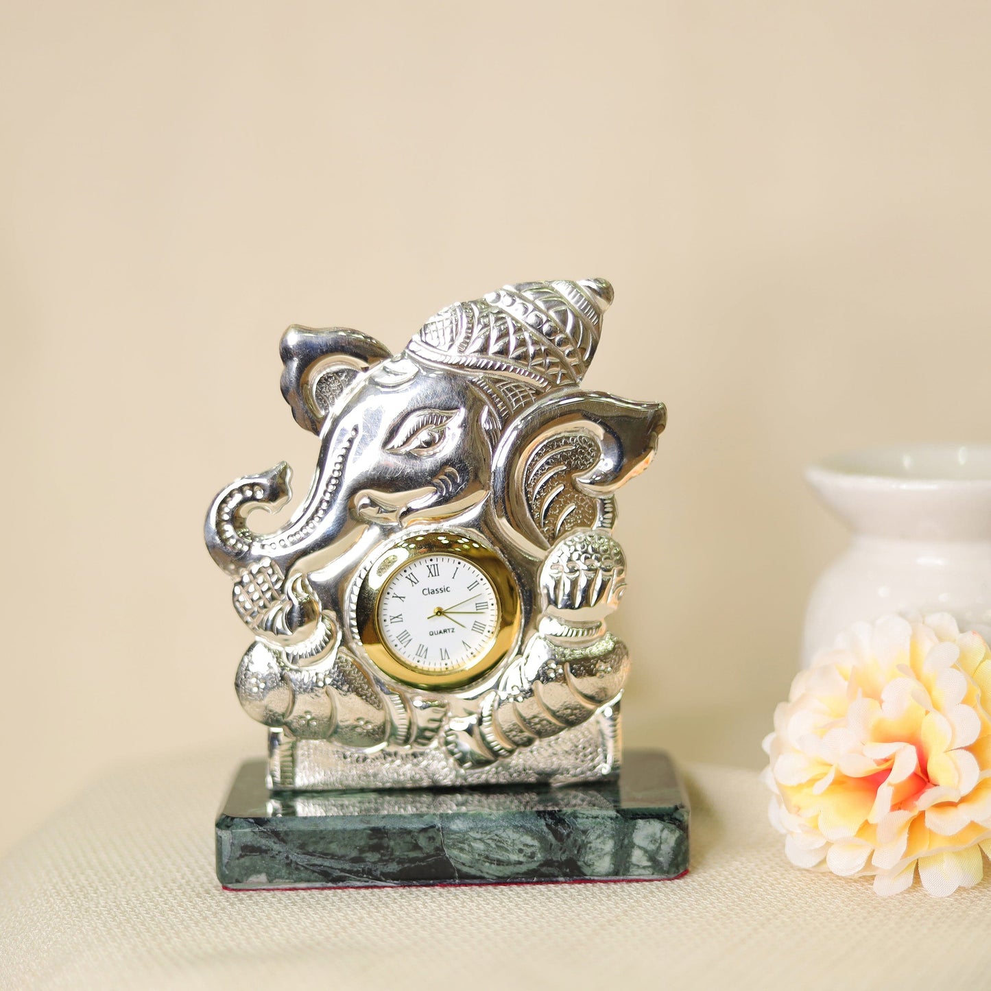 Precious Silver Table Watch With Ganesha