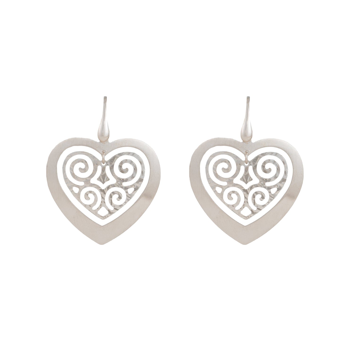 Dhrini Heart Shaped Silver Earrings