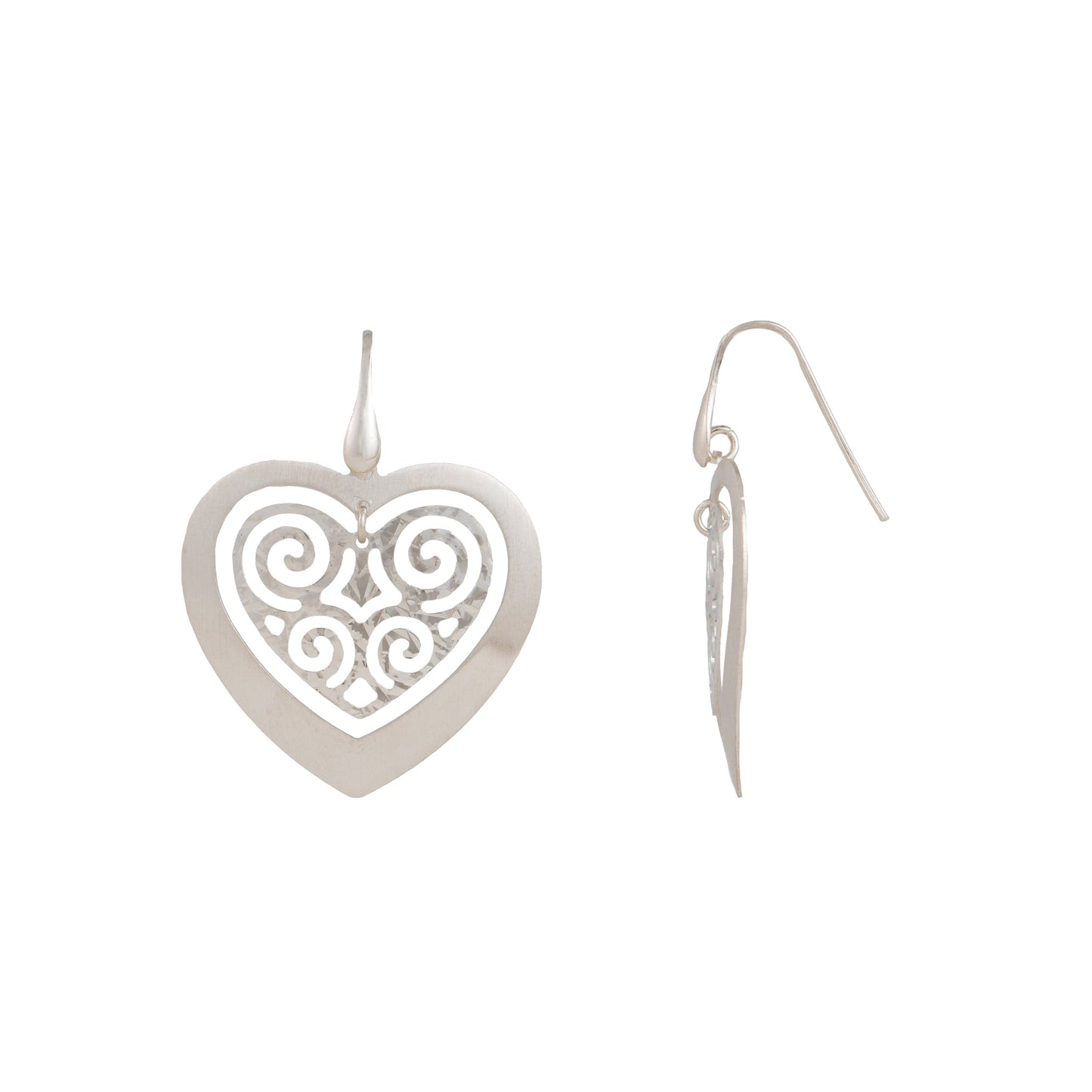 Dhrini Heart Shaped Silver Earrings