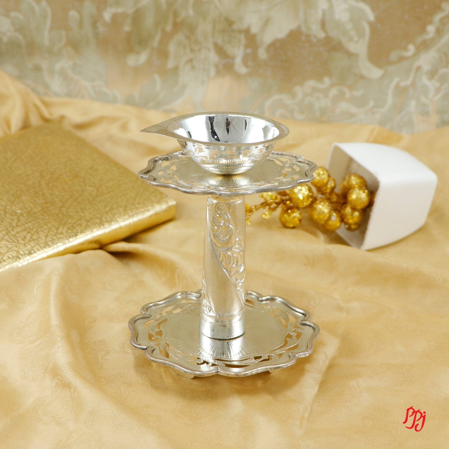 Fancy Designer Silver Diya