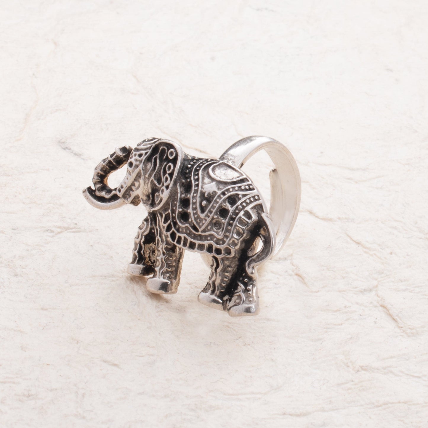 Fancy Elephant Silver Ring
