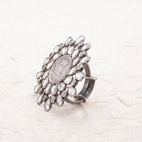 Regal Radiance Ring - Statement silver elegance