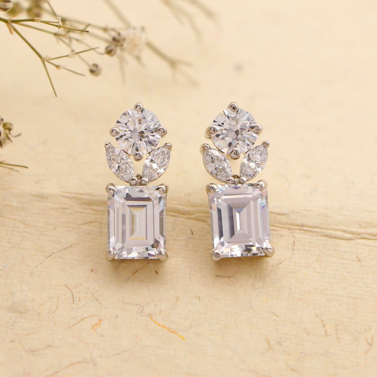 Virgin White Silver Stud Earrings with Swarovski Zirconia