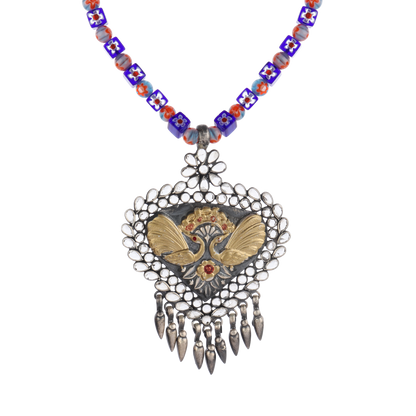 Naina Purple Beaded Dual Tone Silver Necklace