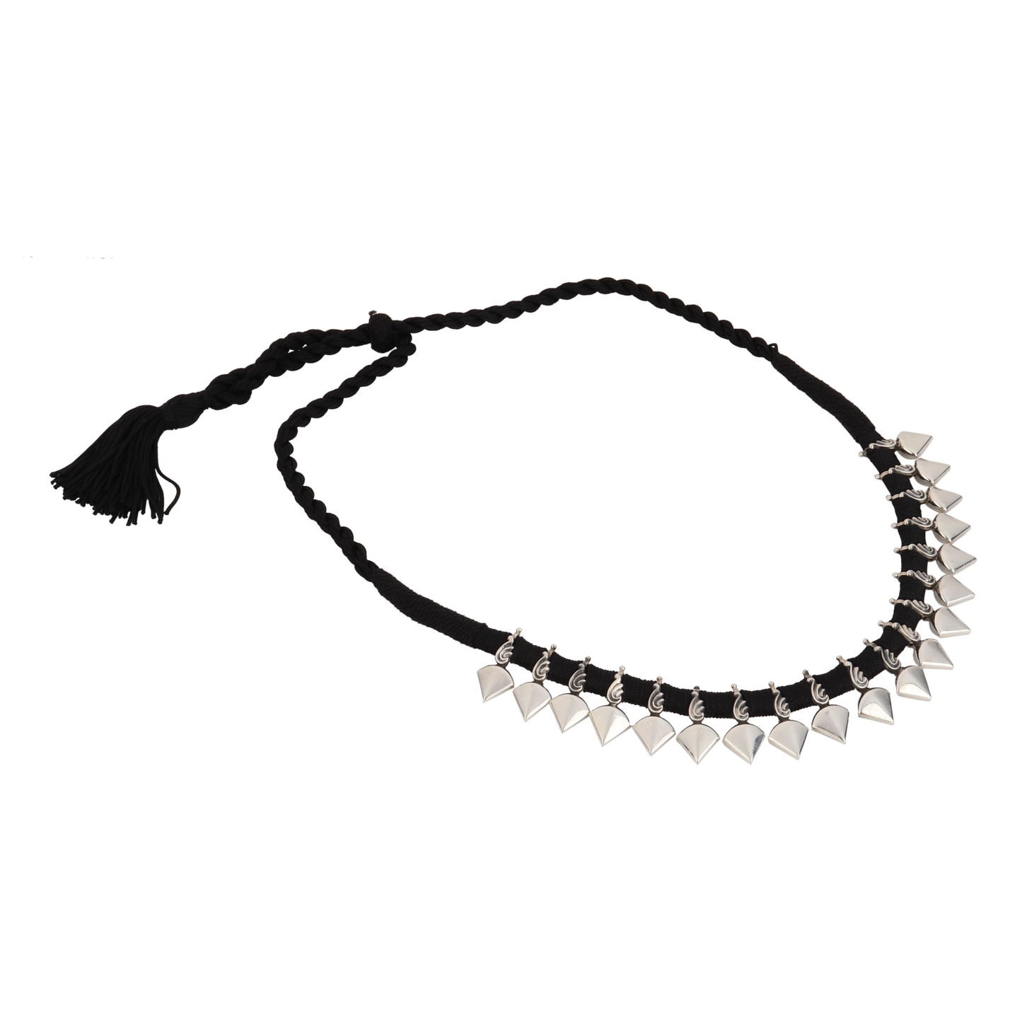 Anika Black Thread Silver Choker Necklace