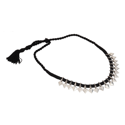 Anika Black Thread Silver Choker Necklace