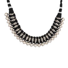 Ruhani Black Thread Tribal Silver Choker