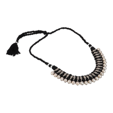 Ruhani Black Thread Tribal Silver Choker